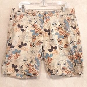Goodfellow Mens Linden Short Sz.32x8/Biege/Floral Print/Flat Front/Casual-Chino